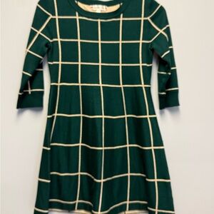 Poppies and Roses Girls Size XL Green Print Long Sleeve Flare Dress Christmas